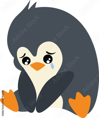 Adorable Little Baby Penguin Crying Sadly