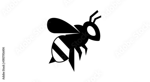 Black and white bee illustration