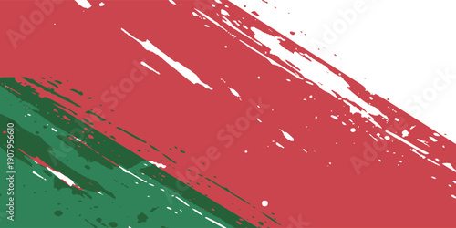 Illustration of the national flag of Bulgaria painted on a cracked wall. Grunge distressed style background with official Bulgarian white, green, and red colors.