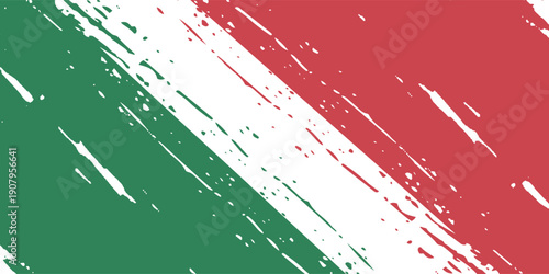 Illustration of the national flag of Bulgaria painted on a cracked wall. Grunge distressed style background with official Bulgarian white, green, and red colors.