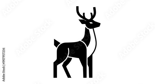 Black and white deer silhouette illustration