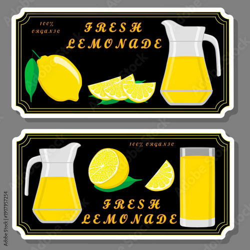 Tasty lemon lemonade in glass pitcher