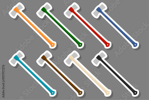 big kit steel axes with wooden handle