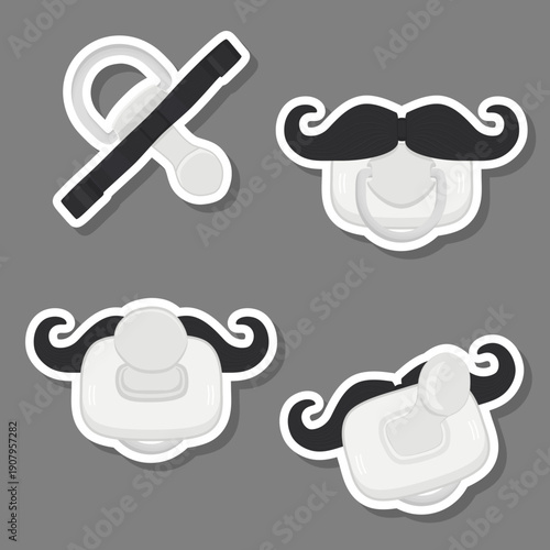 Big colored set baby pacifiers, dummy with rubber nipple