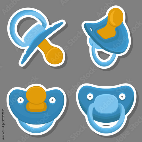 Big colored set baby pacifiers, dummy with rubber nipple