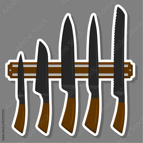 set different types knife different size for butcher