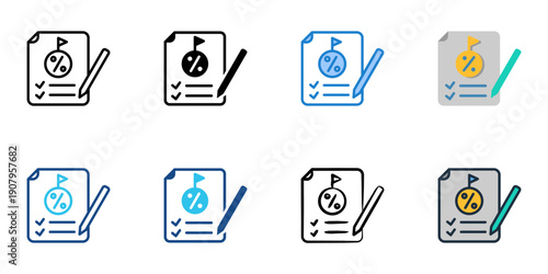 Tax Planning icons set multiple style collection. Editable stroke 
