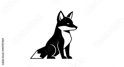 Black and white fox illustration
