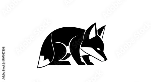 Black and white fox illustration