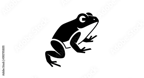 Black and white frog illustration