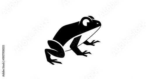 Black and white frog illustration