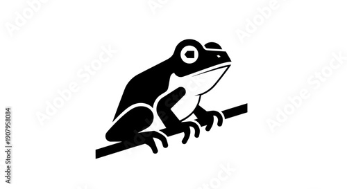 Black and white frog illustration