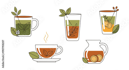 Herbal Drink Line art colorful
