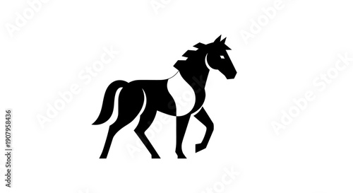 Black and white horse silhouette design