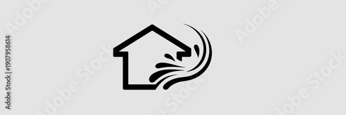 House silhouette pressure washing logo – Ideal for residential exterior cleaning services, home maintenance, or property care.