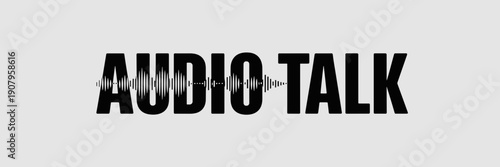 Creative Audio Talk text logo – Suitable for podcasting platforms, digital audio workstations, or broadcast marketing.