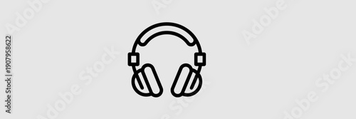 Studio headphones outline illustration – Suitable for headphone product reviews, DJ branding, or audio recording services.