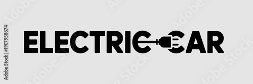Minimalist electric car text logo – Suitable for clean energy marketing, EV blog headers, or transport icons.