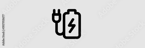 Minimalist battery charging symbol – Great for power bank branding, electronic device manuals, or energy UI.