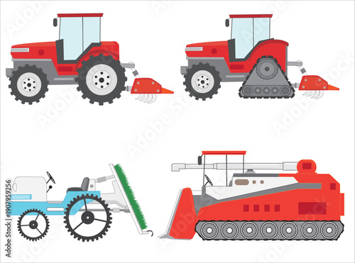 米農家の農業用機械のイラスト素材。