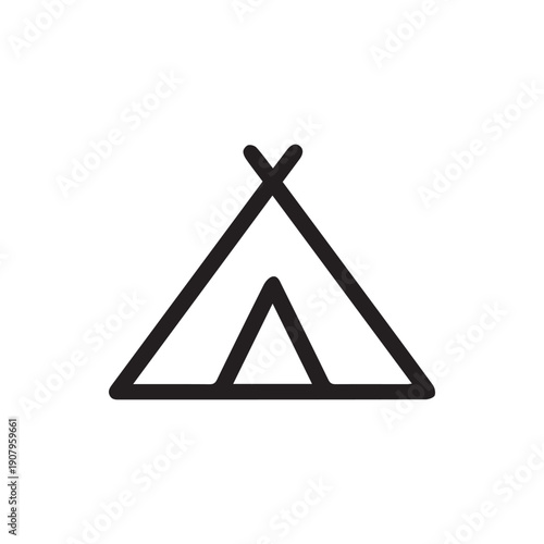 Simple Minimalist Black Line Tent Icon for Camping and Adventure