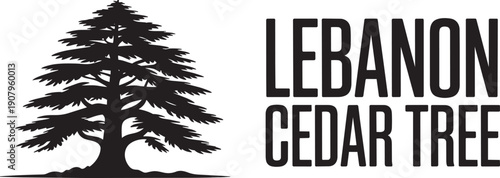 Lebanon cedar tree vector silhouette national symbol cedar of lebanon nature flora heritage emblem
