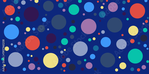 Colorful polka dots seamless pattern on white 2 background. Pleasing classic colorful polka dots textile pattern. Seamless scattered confetti fall chaotic decor.