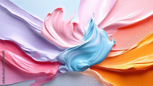 Abstract painting with vivid, swirling patterns and bold brushstrokes for a dynamic visual effect.