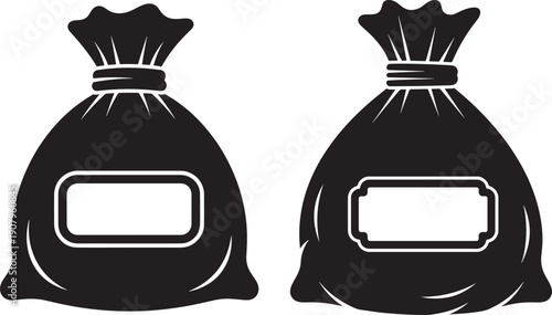 Money bag silhouette with blank label vector design