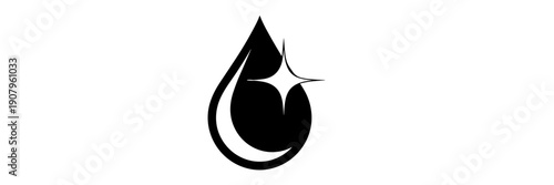Minimalist shiny droplet vector symbol – Ideal for purity concepts, car detailing logos, or household cleaning products.