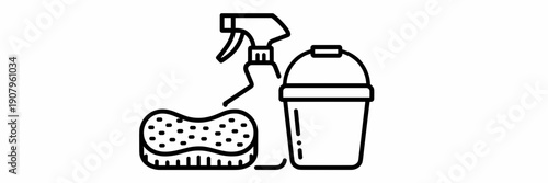 Cleaning kit icons with sponge and bucket – Great for e-commerce product categories, DIY car care blogs, or app navigation.
