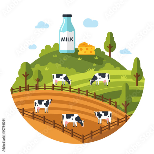 Cows Grazing in a Pasture Field.