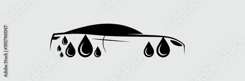 Modern car silhouette with water drops – Ideal for car wash branding.