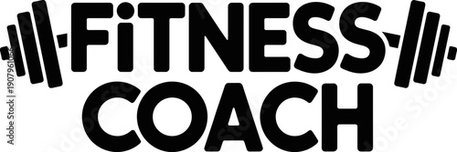 Fitness coach typography with dumbbell – Perfect for trainer marketing.