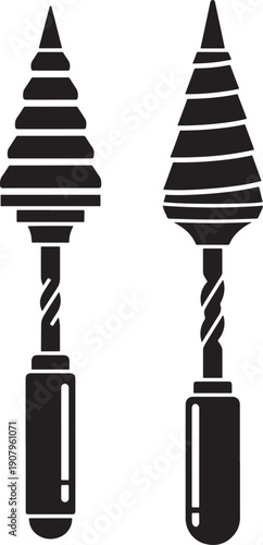 Silhouette of step drill bits for woodworking tools