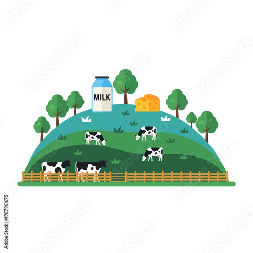Cows Grazing in a Green Pasture.