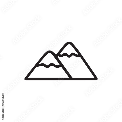 Minimalist Black and White Mountain Range Line Art Vector Icon