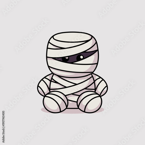 Cute mummy marshmallow vector dessert on light background – Ideal for Halloween treat packaging, children's holiday graphics, or whimsical food illustration.