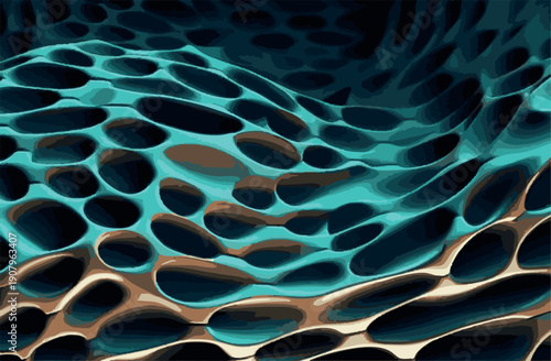 Abstract Bionic Mesh Background - Futuristic Parametric Structure with Organic Porous Texture