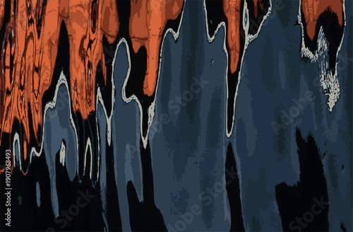 Abstract Liquid Melting Background - Fluid Paint Drip Texture with Blue and Orange Colors