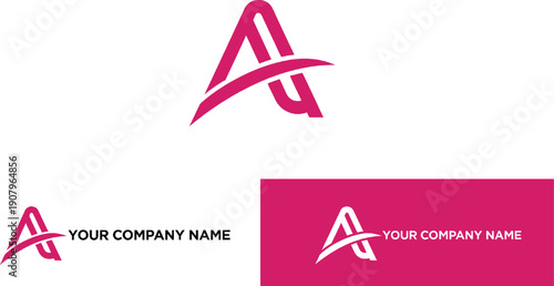 Professional minimalist letter A logo design set featuring pink and grey geometric icon for corporate identity and tech startup branding