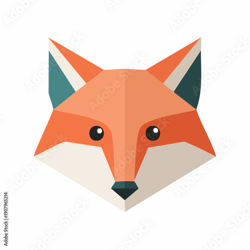 Minimalist Geometric Fox Head Illustration - A Stylized Woodland Creature