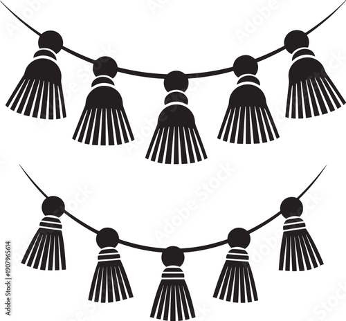 Two garlands silhouette with hanging tassel element