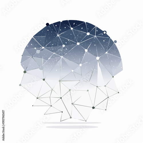 Abstract human brain illustration with a neural network and galaxy design