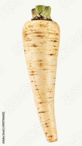 Fresh Parsnip Isolated on White Background, Pastinaca sativa Creamy Root Vegetable Concept