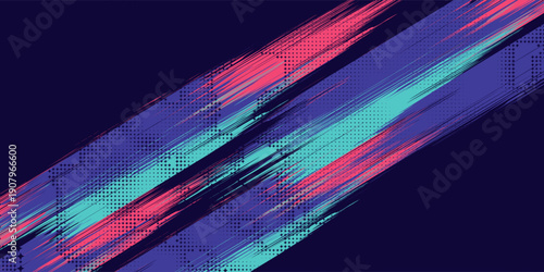 neon background brush game blue pink purple banner abstract paint stain vintage modern car wrap sticker, vector.
