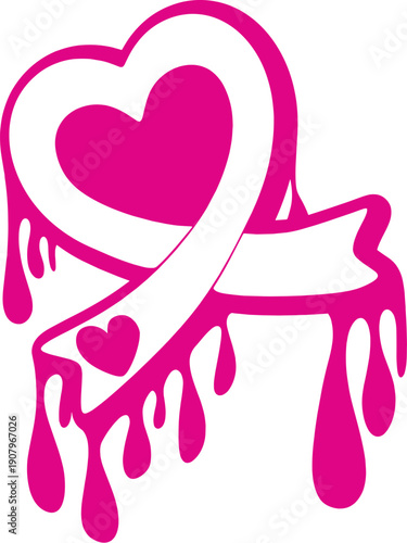 Dripping Heart svg, Breast cancer svg, Pink ribbon svg, Awareness Ribbon ,Survive svg