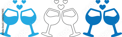 wine glasses with hearts festive drinking cheerful social gathering friendly toasting