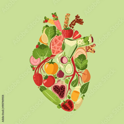 Heart Shaped Fruit and Vegetable Arrangement.