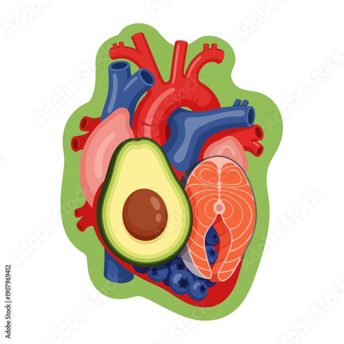Canvas Print Anatomical Heart Model with Avocado Overlay.